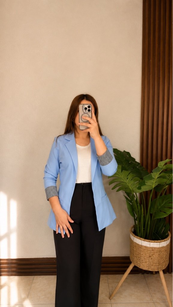 Blazer Manga Rayada Celeste
