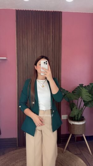 Blazer Manga 3/4 sin forro Verde Botella
