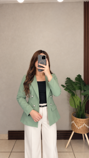 Blazer sin forro manga normal  verde pistacho