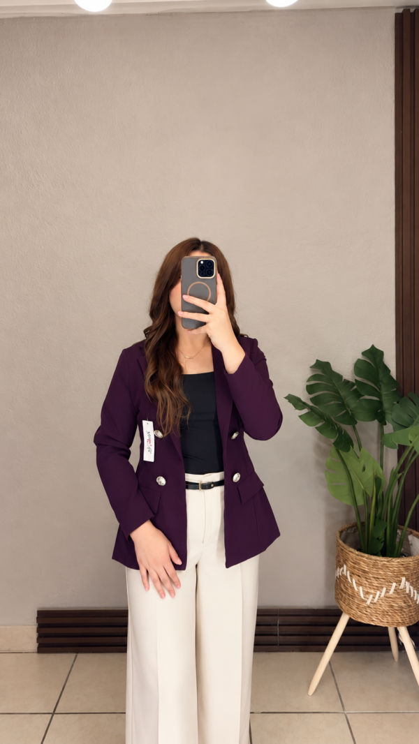 Blazer sin forro manga normal purpura