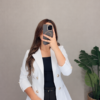 Blazer manga 3/4 sin forro blanco