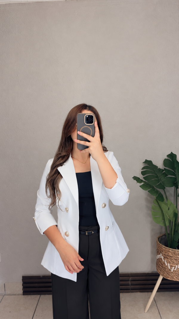 Blazer manga 3/4 sin forro blanco