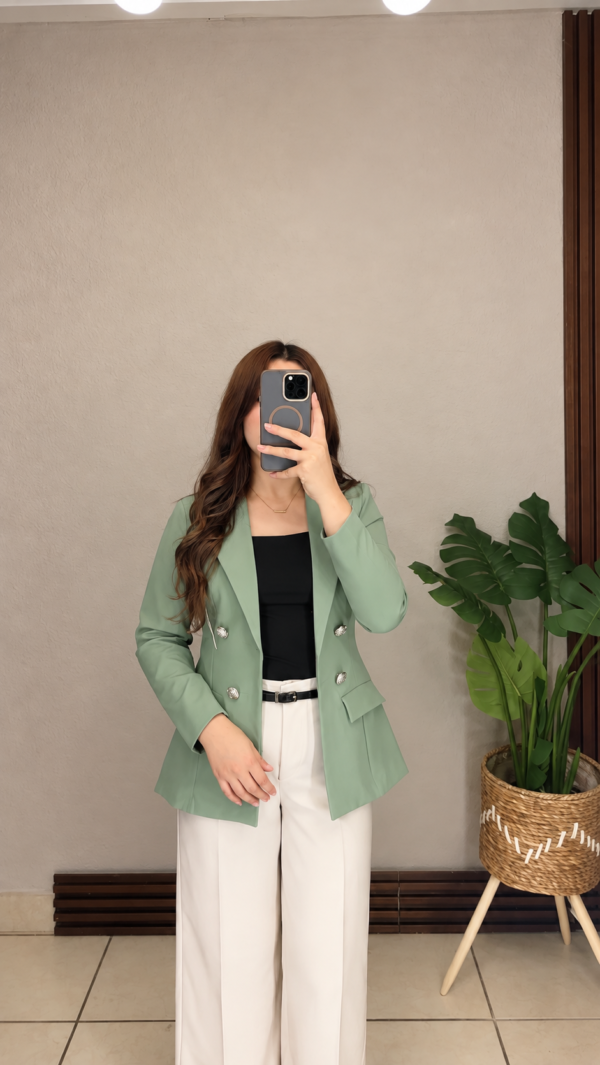 Blazer sin forro manga normal  verde pistacho