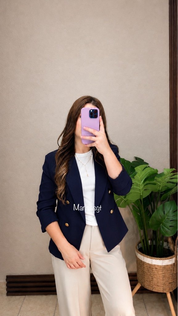 Blazer Manga 3/4 con Forro Azul Marino
