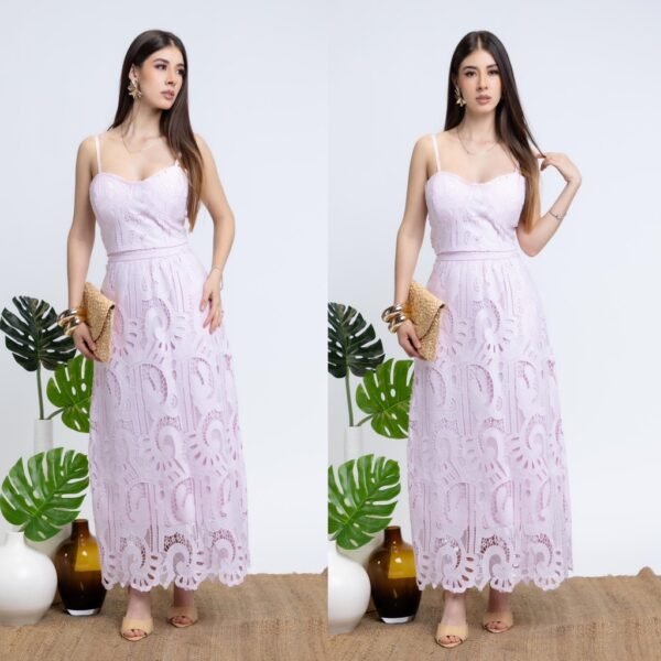 Conjunto Falda y Blusa de Crochet Rosado