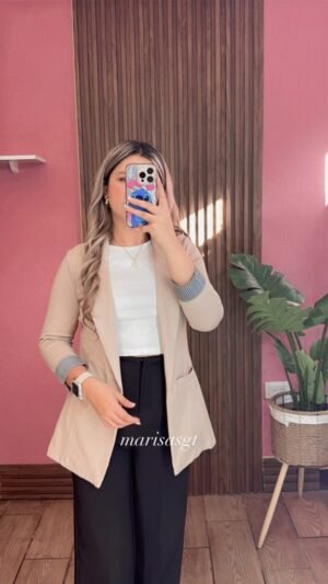 Blazer Manga Rayada Beige