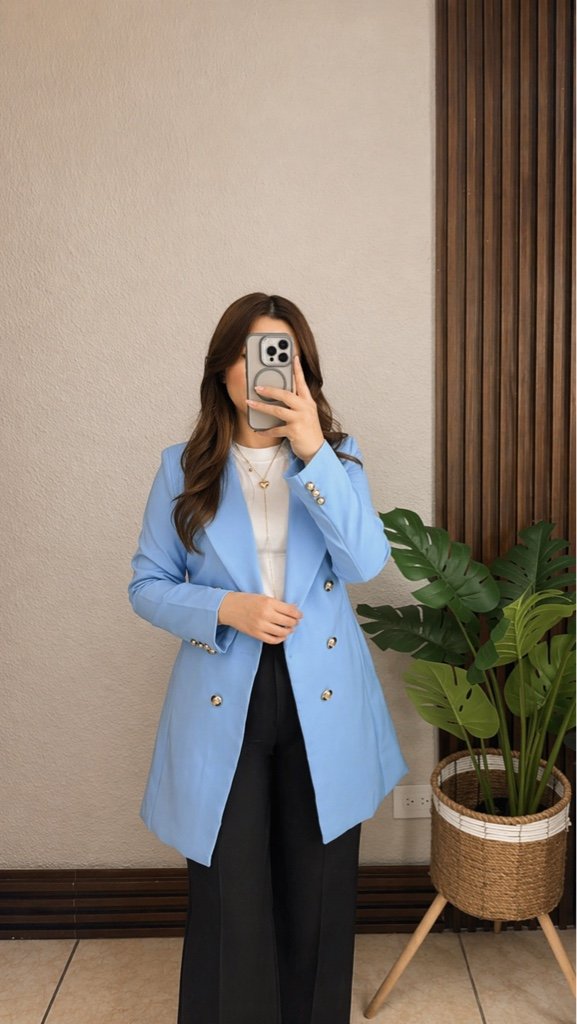 Blazer Largo Celeste