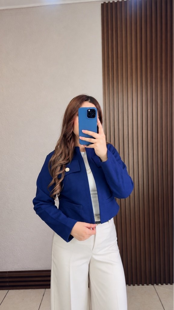 Chaqueta Corta de Paño Azul Marino