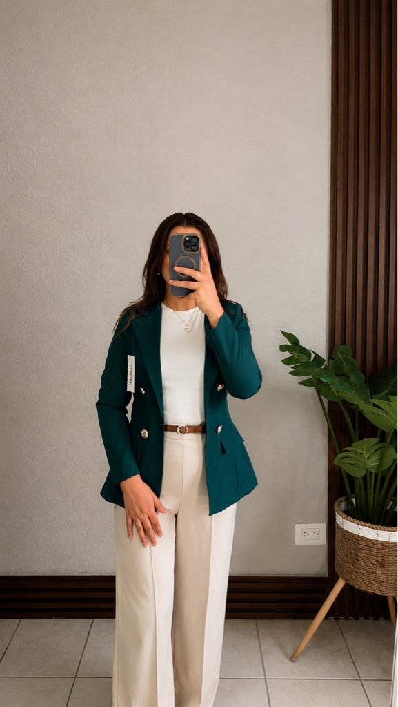 Blazer sin Forro Manga Normal Verde Botella