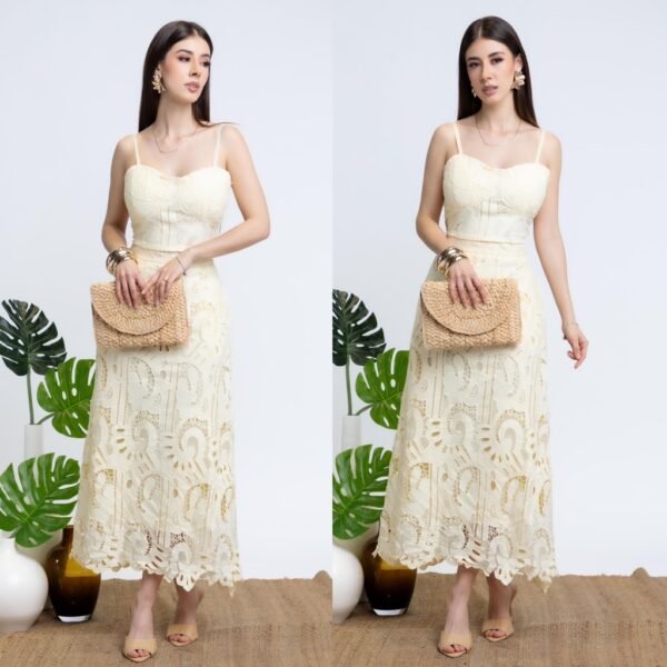 Conjunto Falda y Blusa de Crochet Amarillo