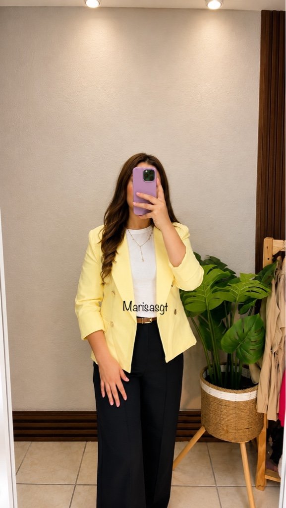 Blazer Manga 3/4 con Forro Amarillo
