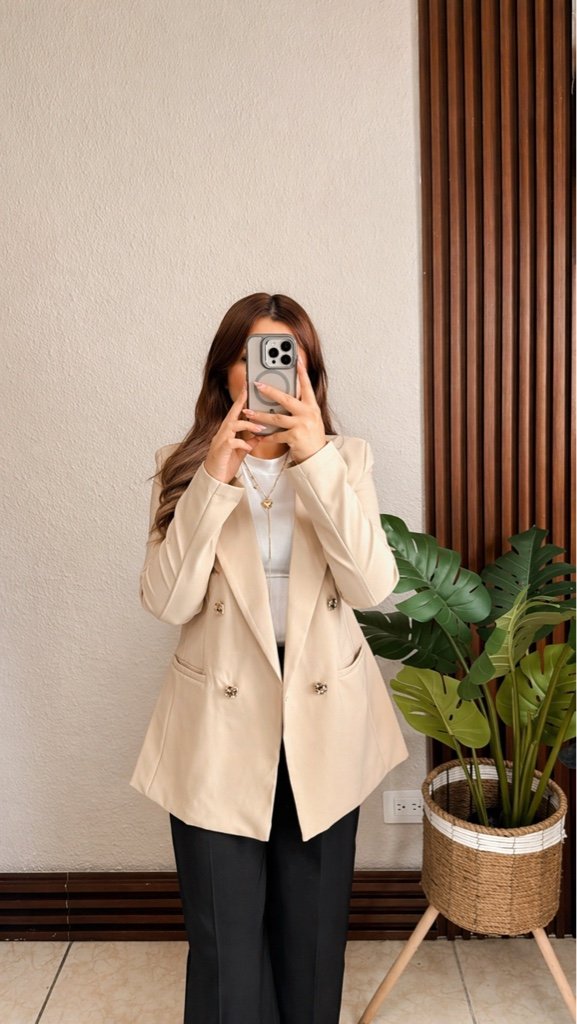 Blazer con Forro B/zucarita Beige Oscuro