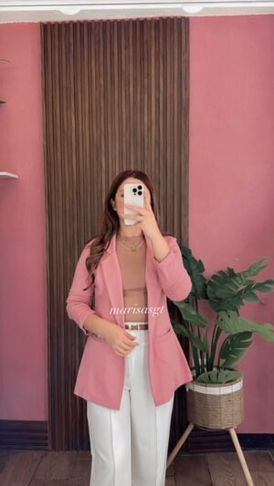 Blazer Manga Plisada Palo Rosa