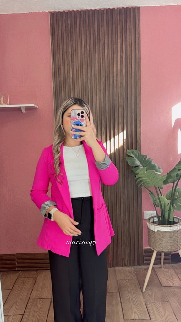 Blazer Manga Rayada Fuscia