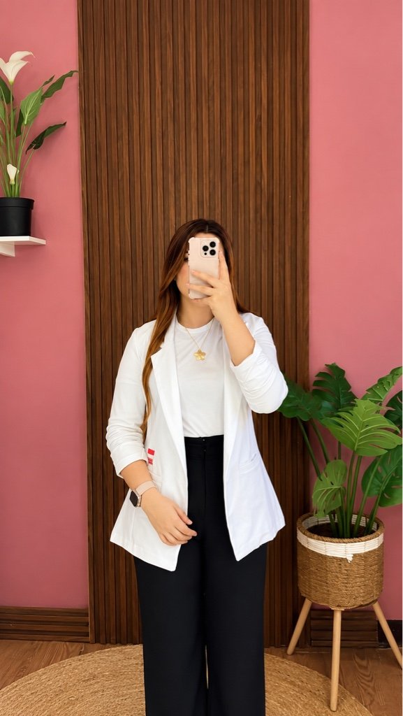 Blazer Manga Plisada Blanco