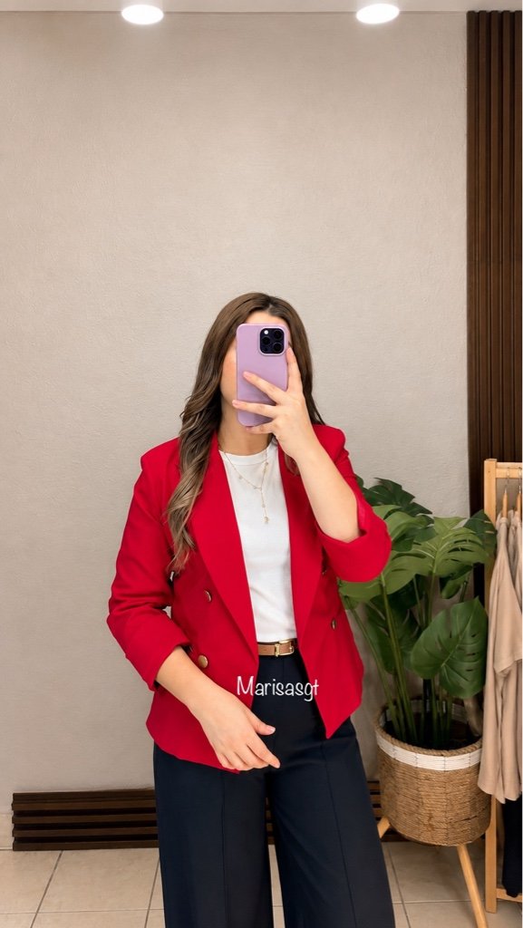 Blazer Manga 3/4 con Forro Rojo
