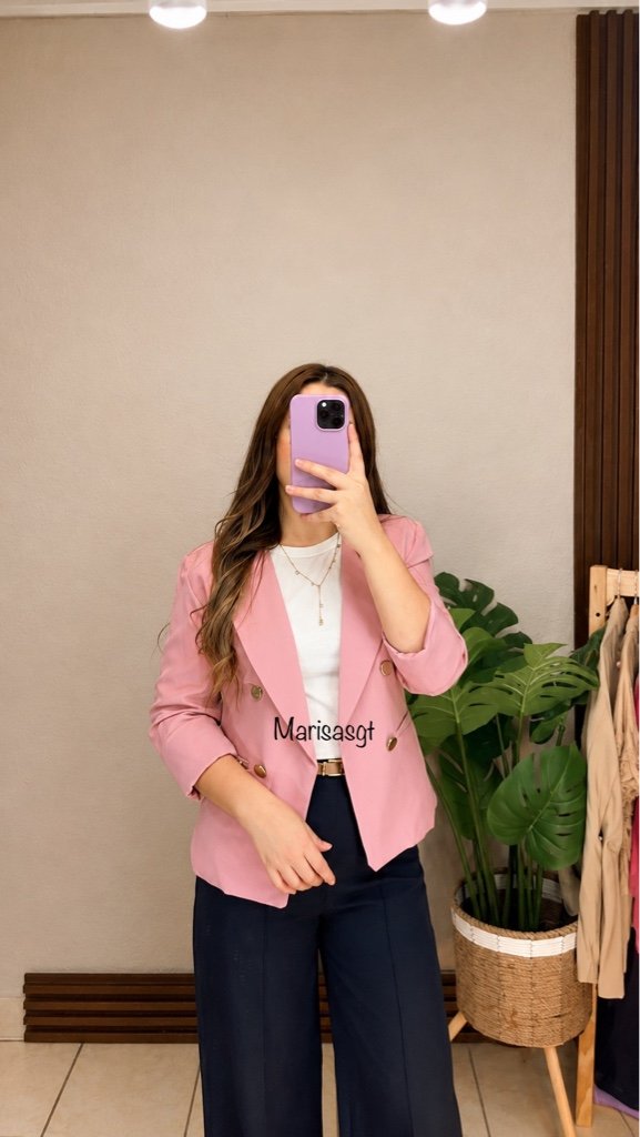 Blazer Manga 3/4 con Forro Palo Rosa