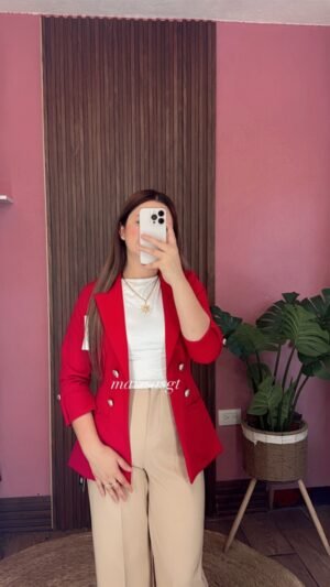 Blazer Manga 3/4 sin forro Rojo