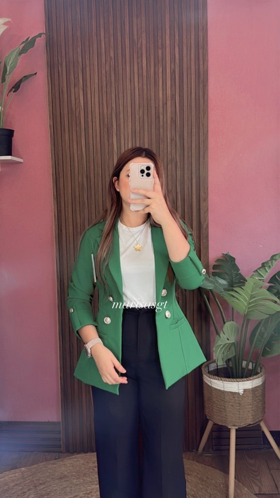 Blazer Manga 3/4 sin forro verde perico