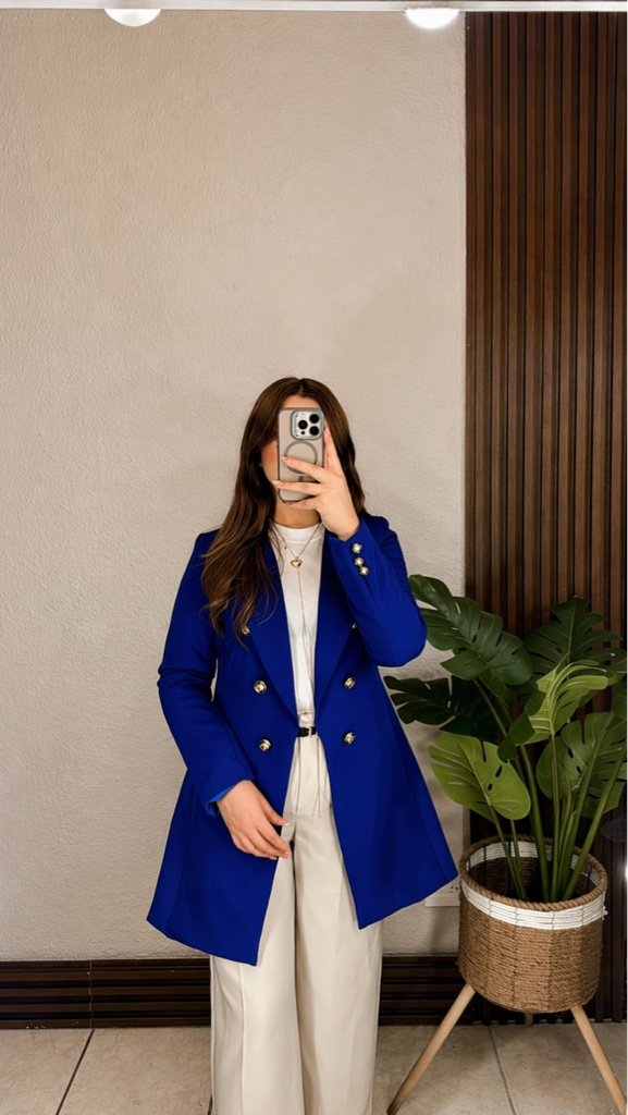 Blazer Largo Azul Pavo