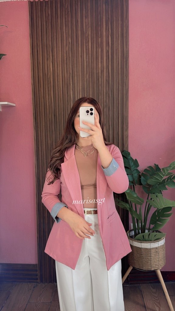 Blazer Manga Rayada Palo Rosa